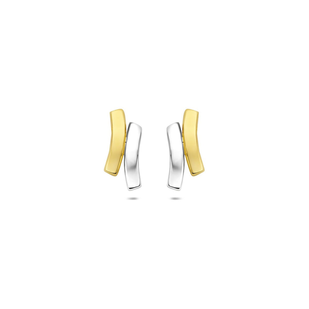 9k bicolor gouden oorknopjes