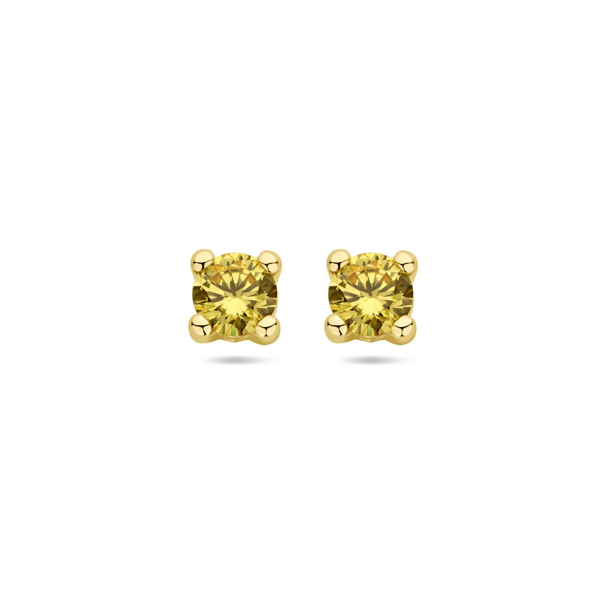 Pendientes de oro amarillo de 14k con citrino sintético en forma de cuadrado.