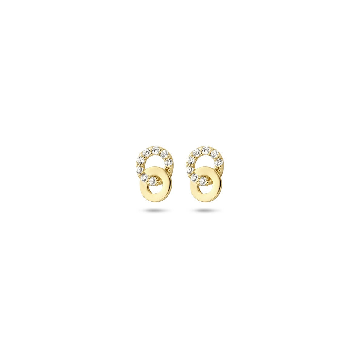 Pendientes de oro de 14k con circonitas en engaste de entorno.