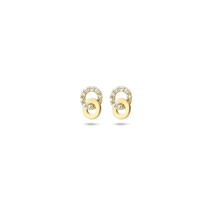 Gouden oorknoppen met zirkonia – 14k, entourage zetting