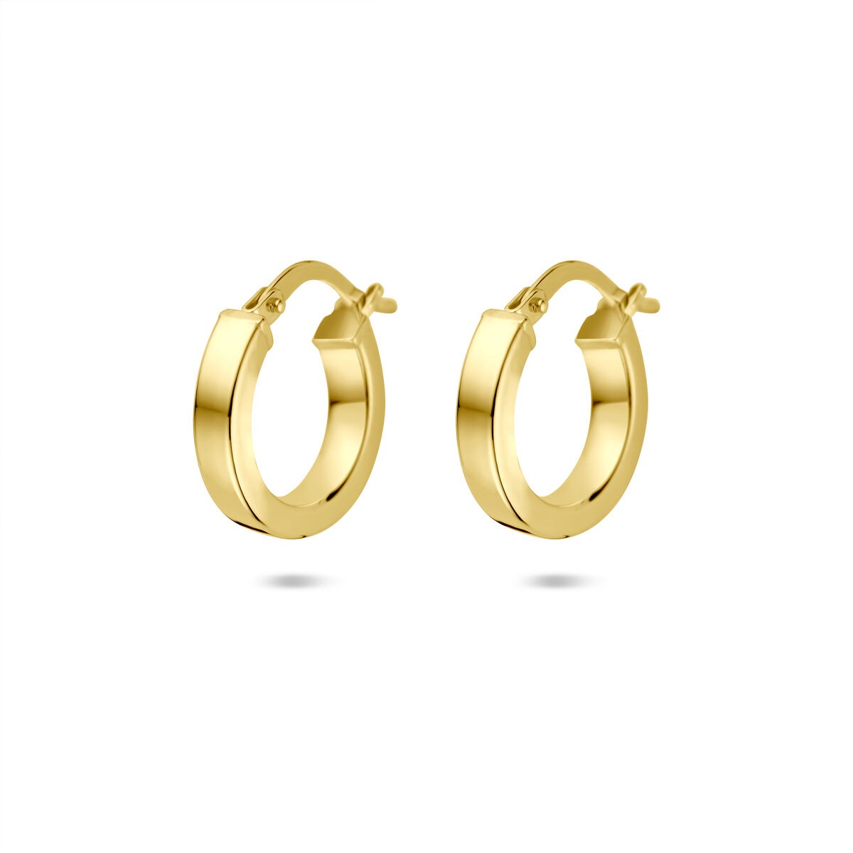 Pendientes de aro dorados de 14k Silgold con cierre de bisagra de 3 mm.