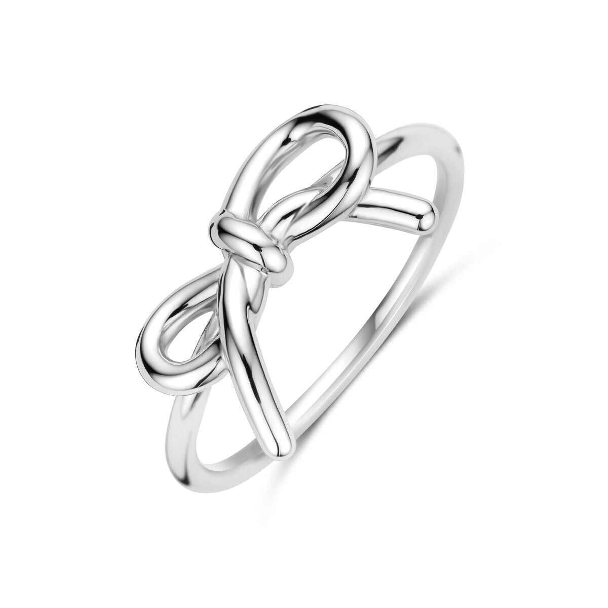 Anillo de mujer en forma de lazo, plata 925 rodiada.