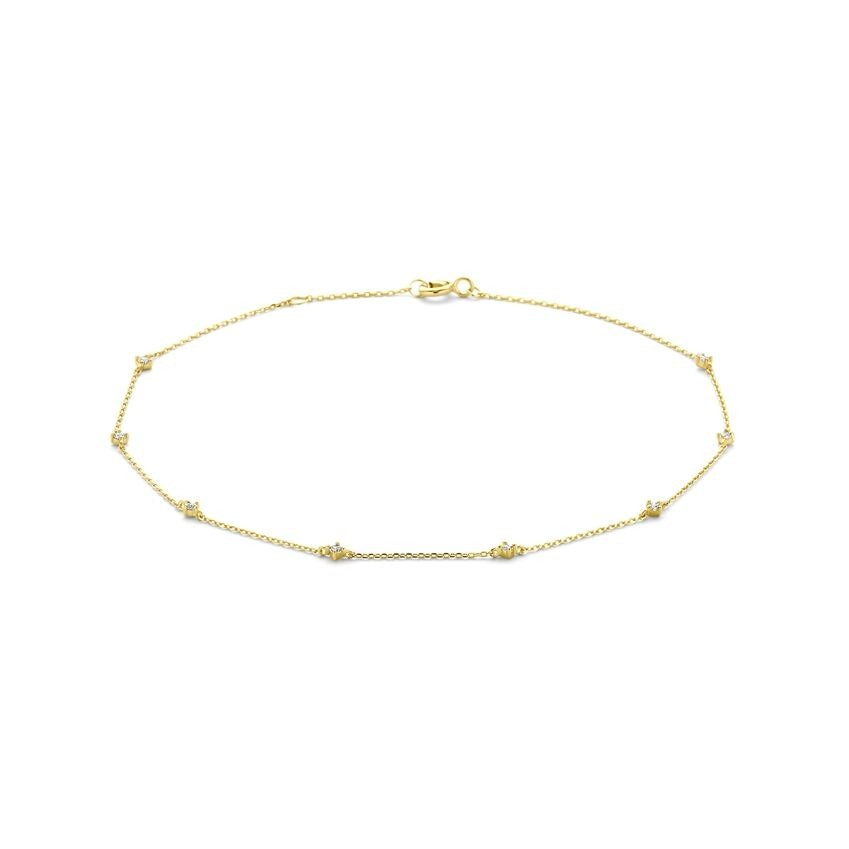 Anillo de tobillo de oro amarillo de 9k con detalles de circonitas.