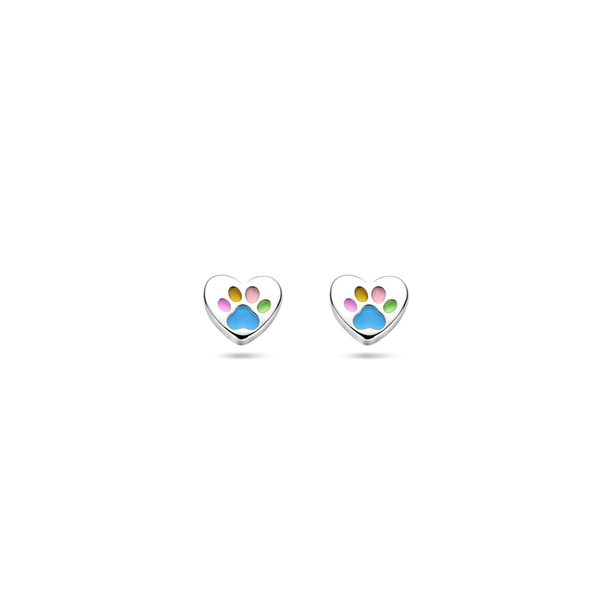 Pendientes infantiles en forma de corazón con huella de perro – Pendientes infantiles