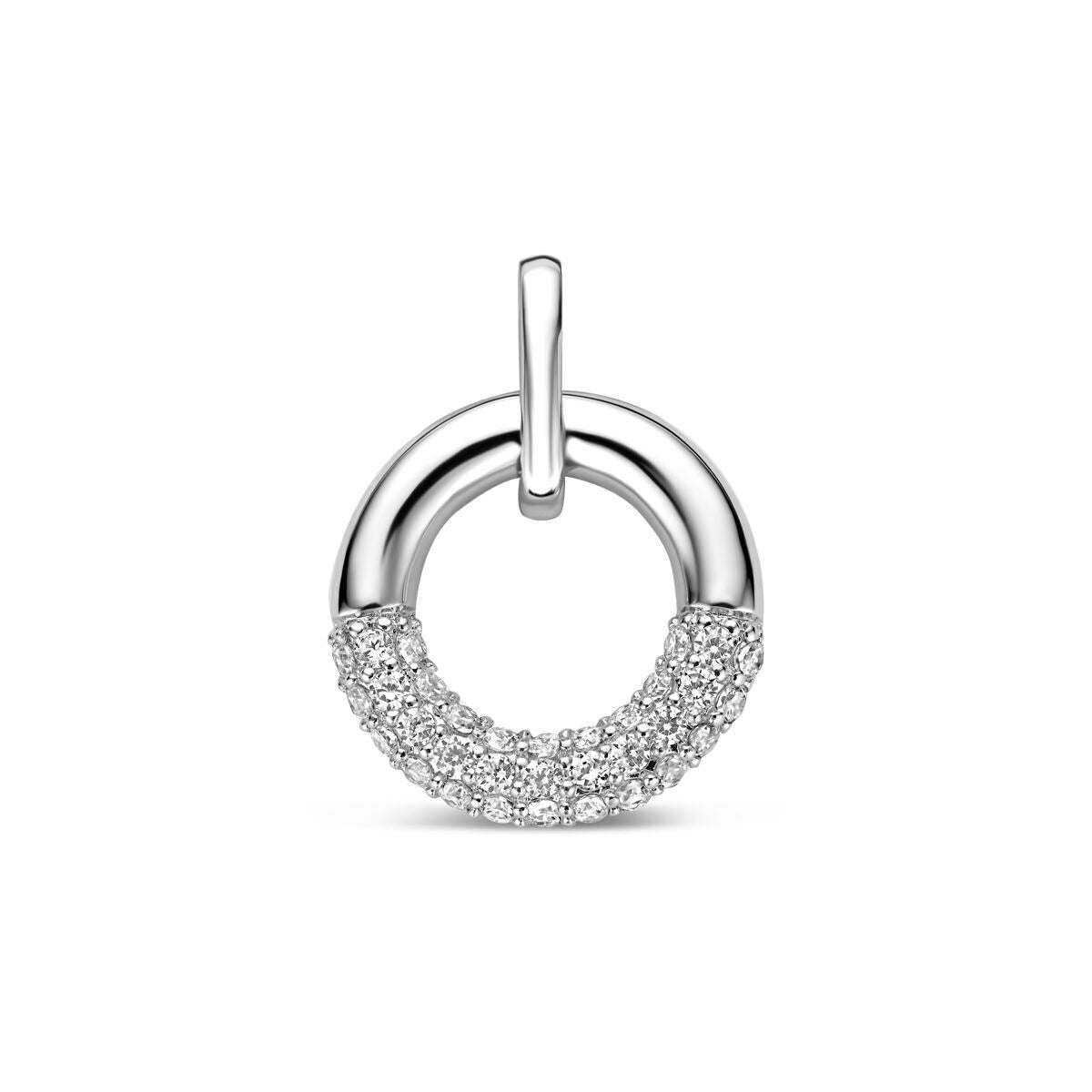 Colgante redondo de plata 925 rodiada con circonitas brillantes.