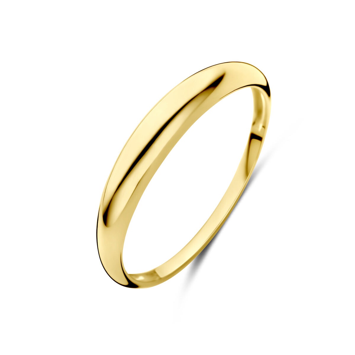 Anillo de dama de oro de 14k, de 3,5 mm de ancho, con acabado brillante y forma suave.