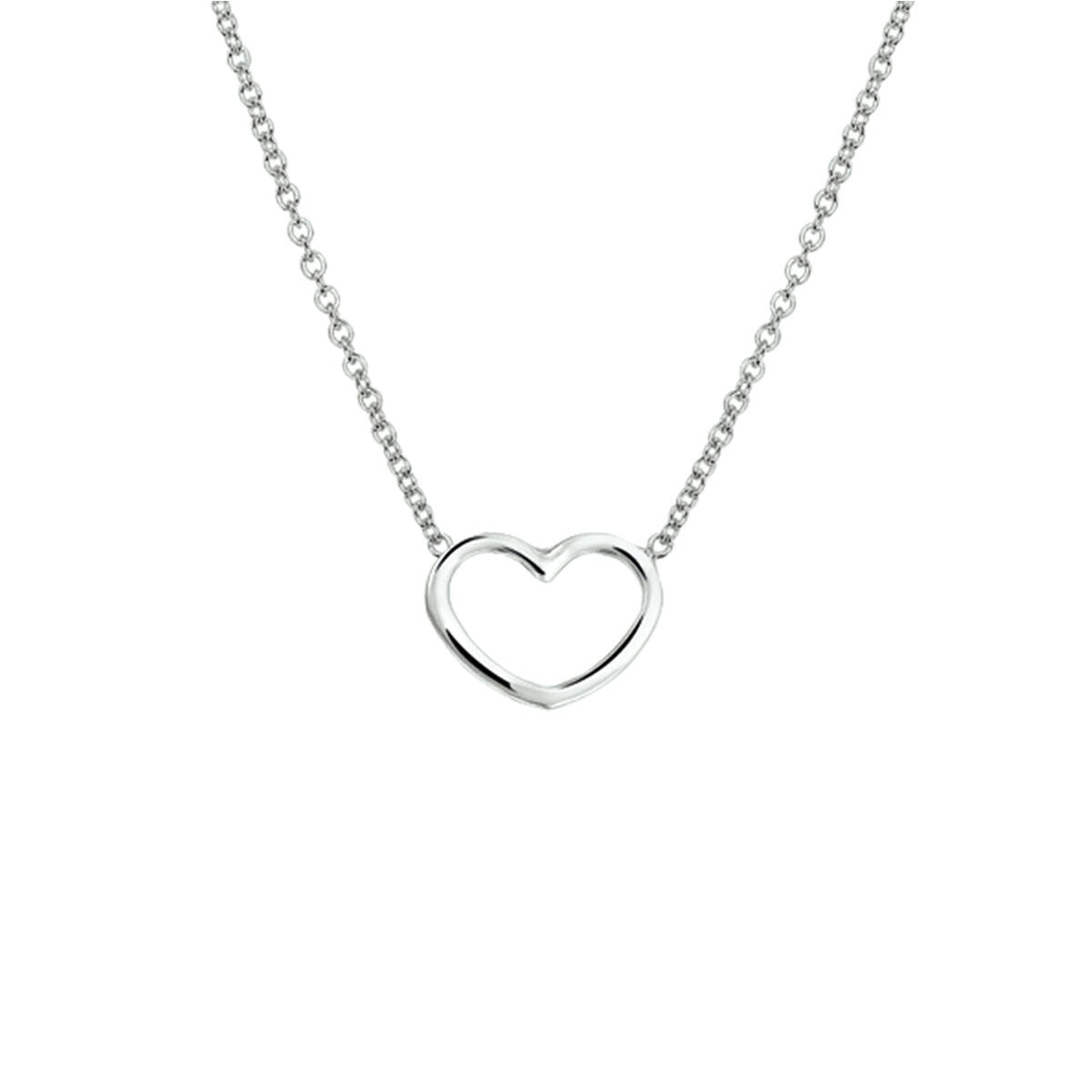 Collar de plata rodiada con un colgante en forma de corazón.