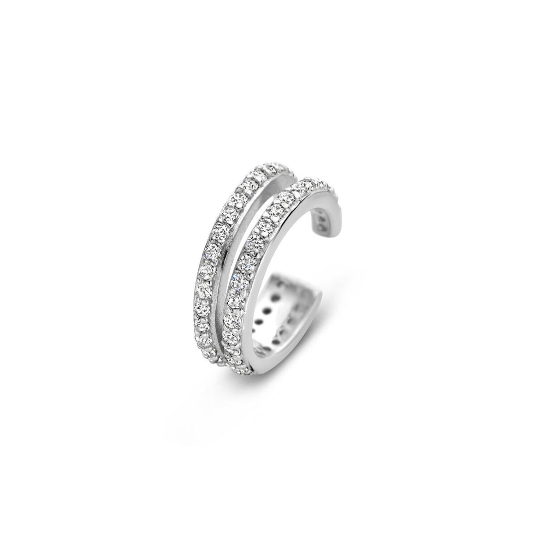 Zilveren ear cuff met zirkonia – gerhodineerd 925 zilver