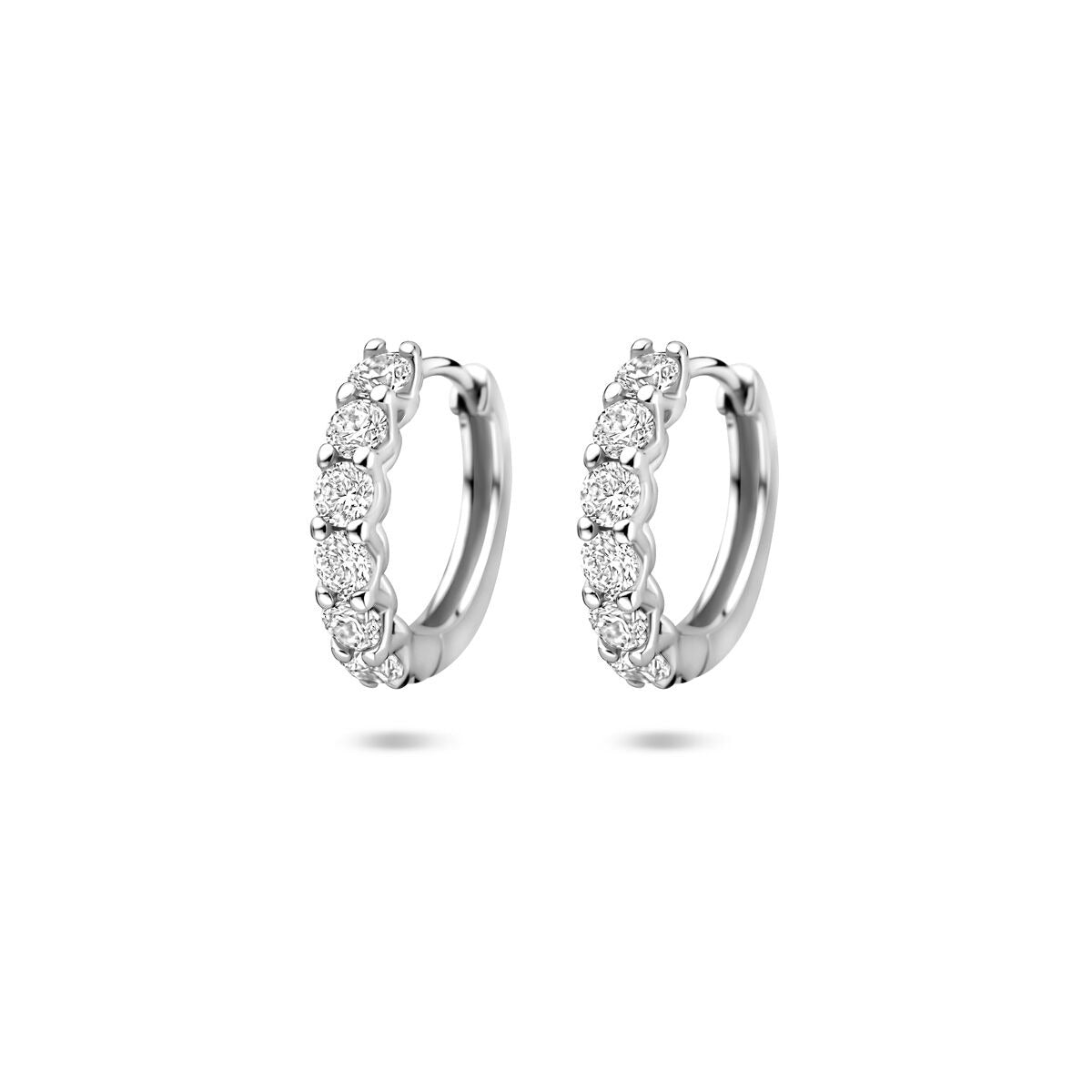 Aros de plata con circonitas, de 14,5 mm, con un diseño brillante y elegante.