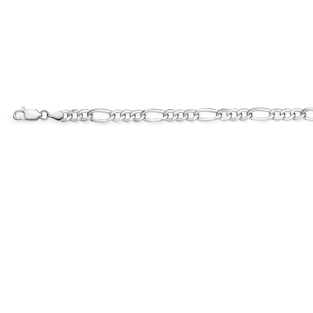Cadena figaro de plata de 925 con eslabones de 6,6 mm para hombres.