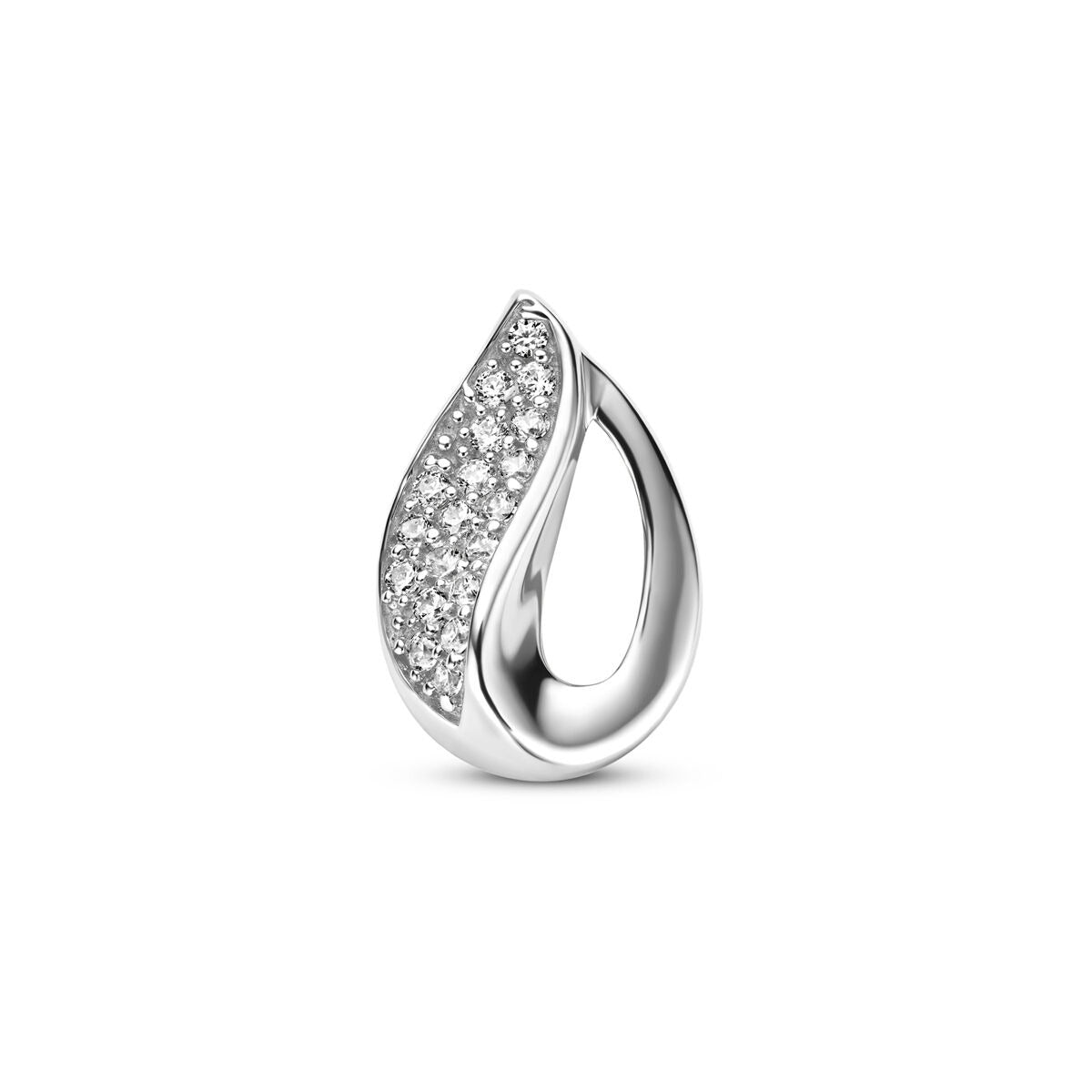 Colgante de plata 925 rodiada con pavé de circonitas brillantes en forma de gota.