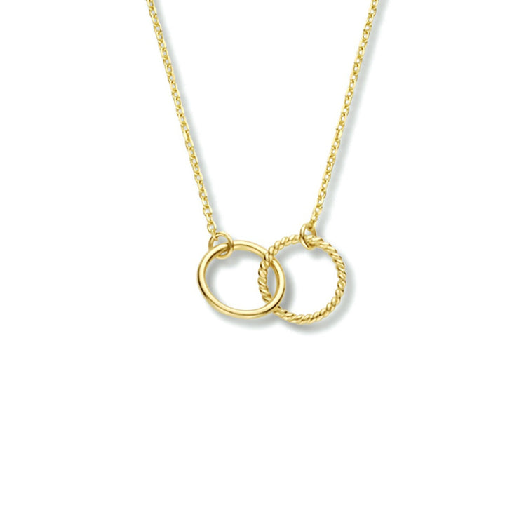 9k Geelgouden dames collier met dubbele cirkel