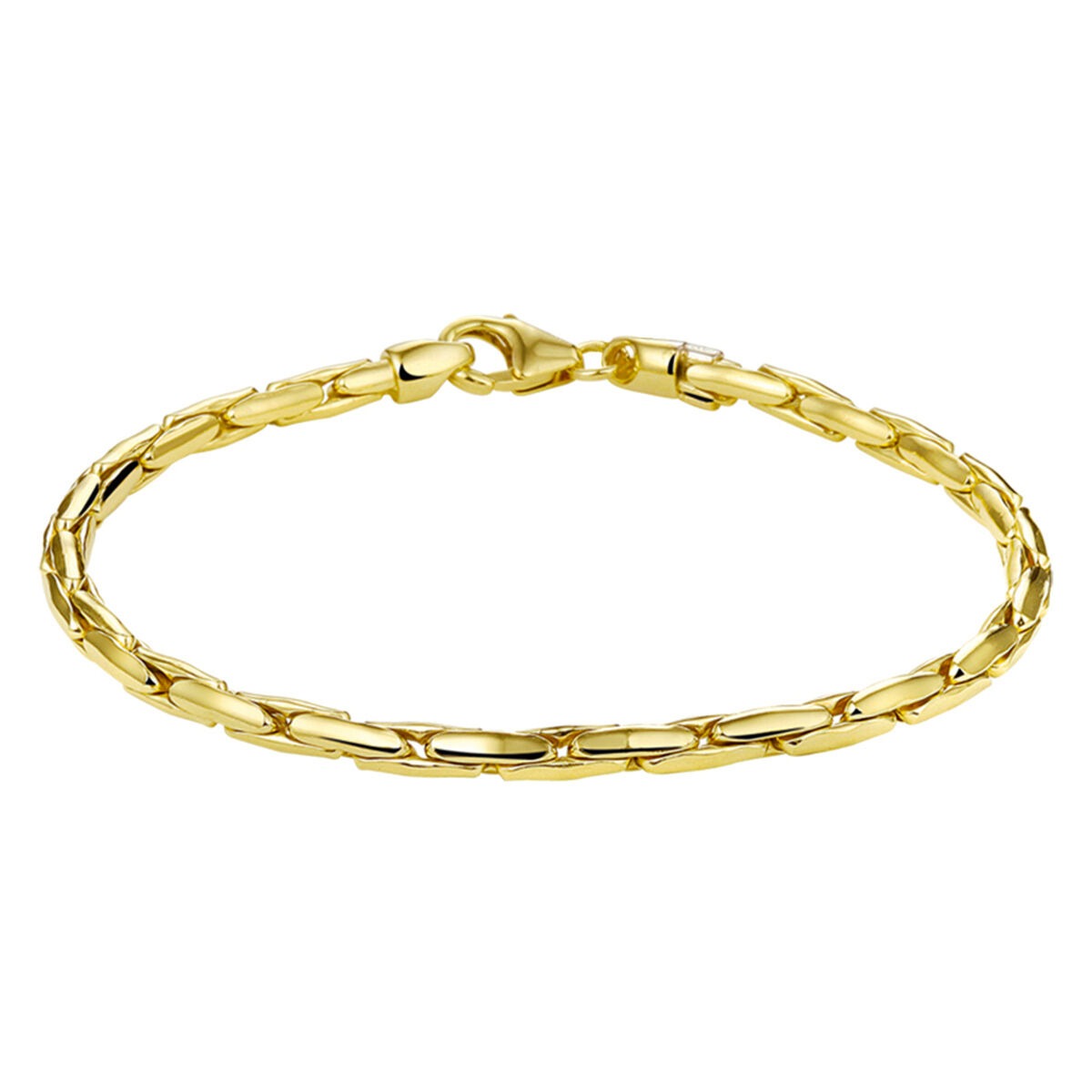 Pulsera de oro amarillo de 9 quilates con núcleo plateado, diseño eslabonado y acabado brillante.