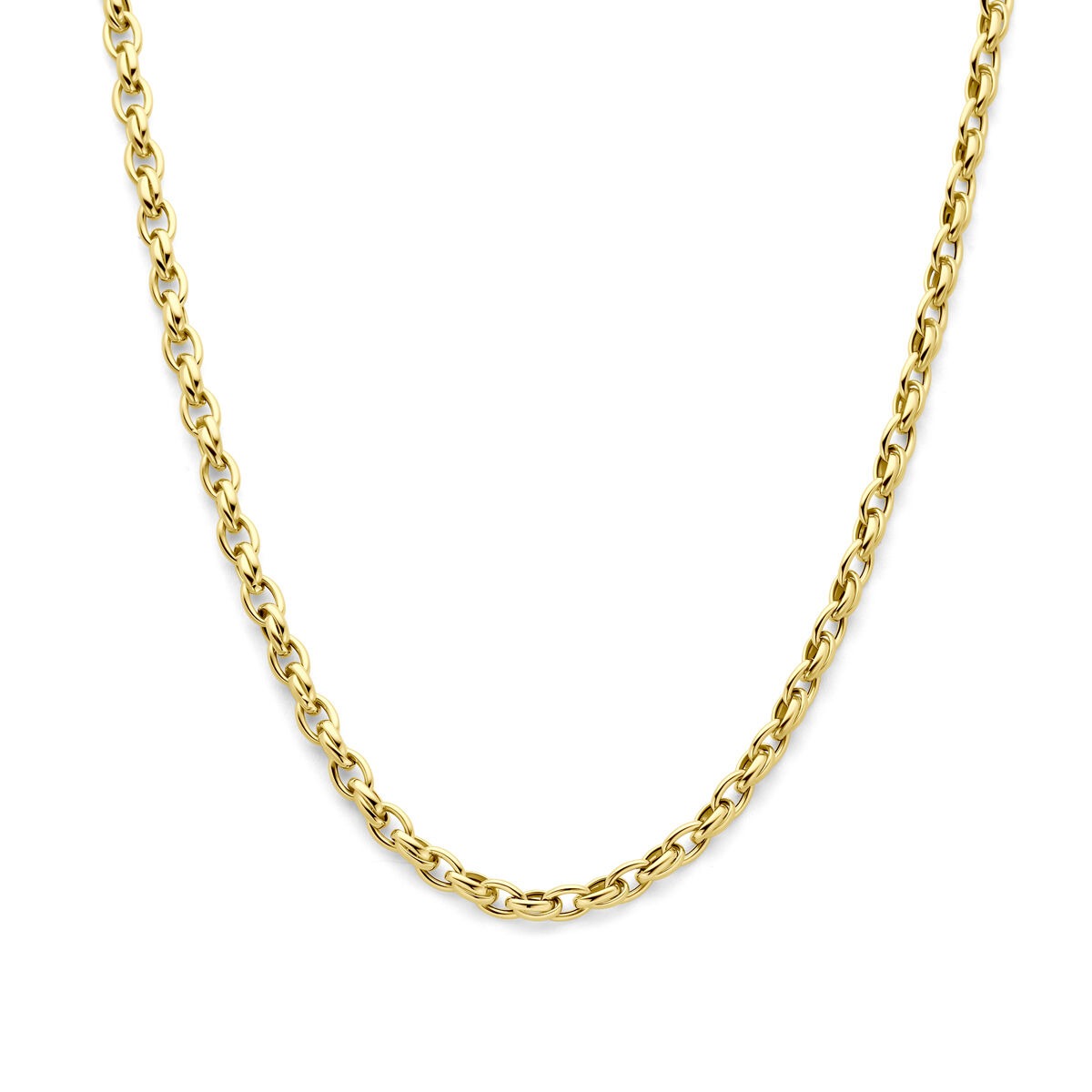 Collar de 9 quilates en color dorado con eslabones de fantasía de 45 cm.