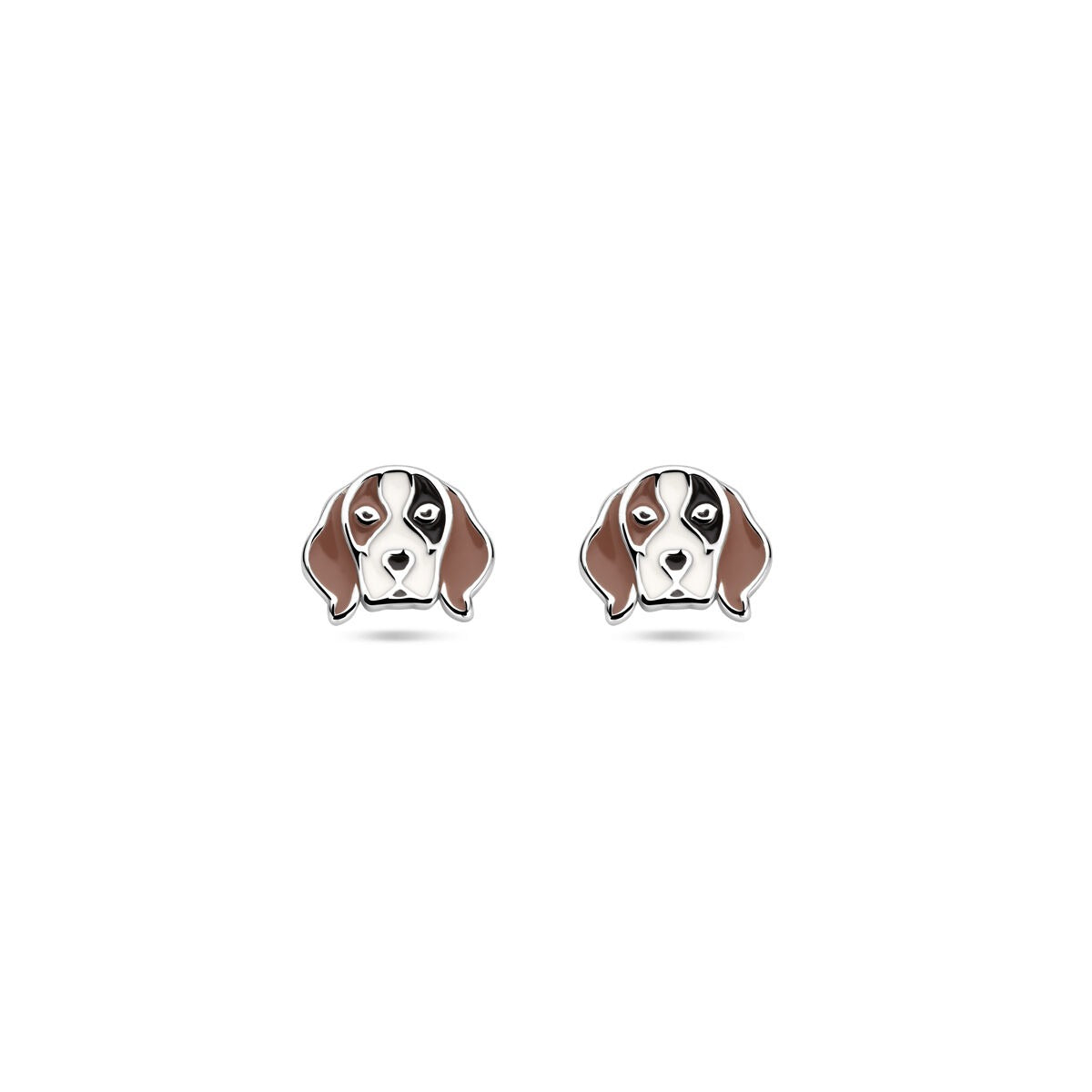 Pendientes de primera puesta de plata con forma de perrito, de 7 mm.