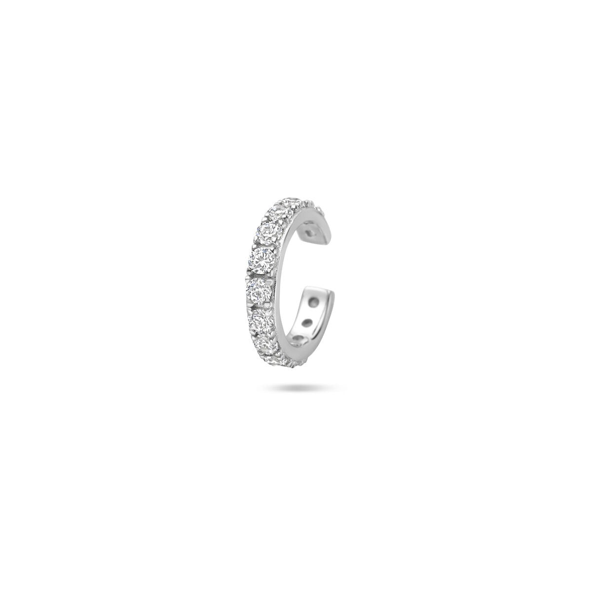 Ear cuff de plata rodiada con circonitas, dimensiones 12.5x2.5 mm.
