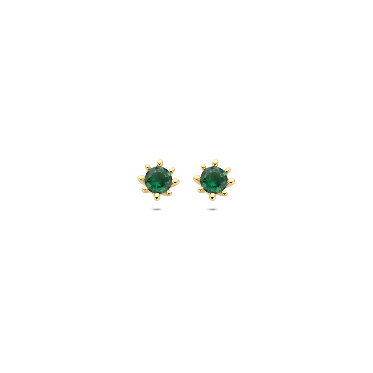 Pendientes de oro amarillo de 9k con circonitas verdes.