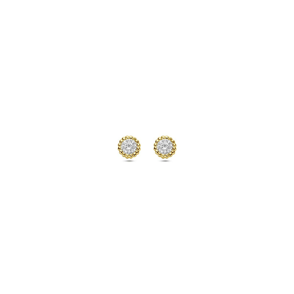 Pendientes de oro amarillo de 14k con circonitas en engaste.