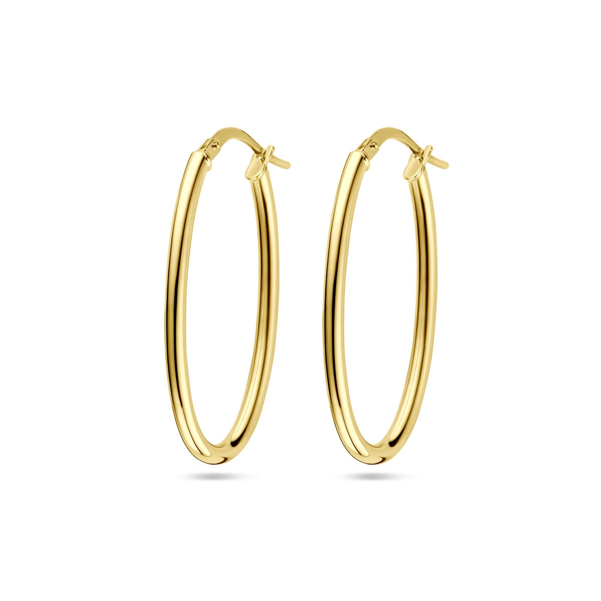 Aros de oro amarillo de 14k con núcleo plateado, de 34x2mm.