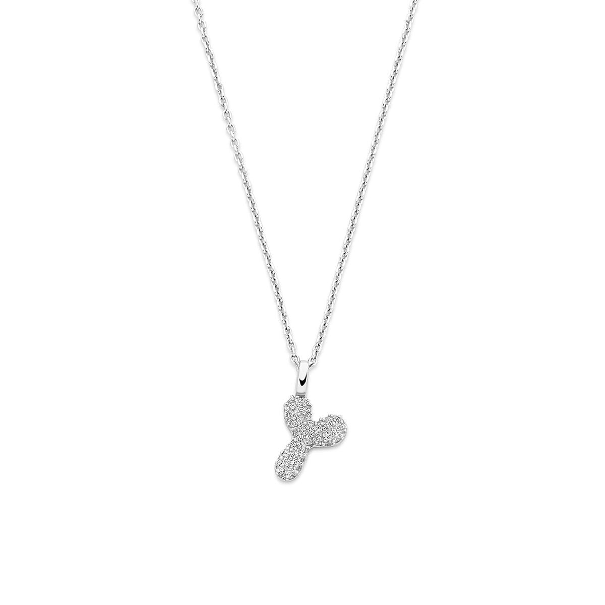 Collar de plata 925 rodiada con colgante de letra y circonitas brillantes.