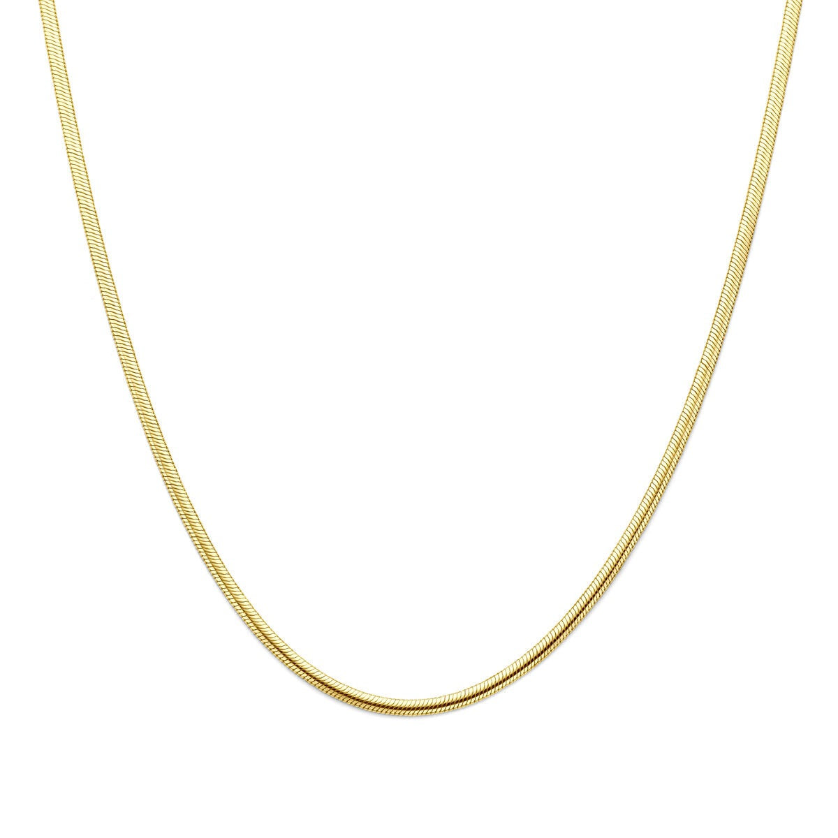 Collar de serpiente en oro amarillo de 9 quilates con núcleo plateado, diseño liso y brillante.