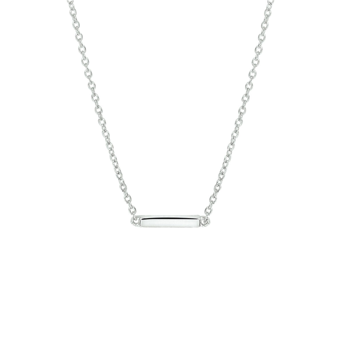Collar de plata rhodium con un pequeño barra en el centro y cadena delicada.