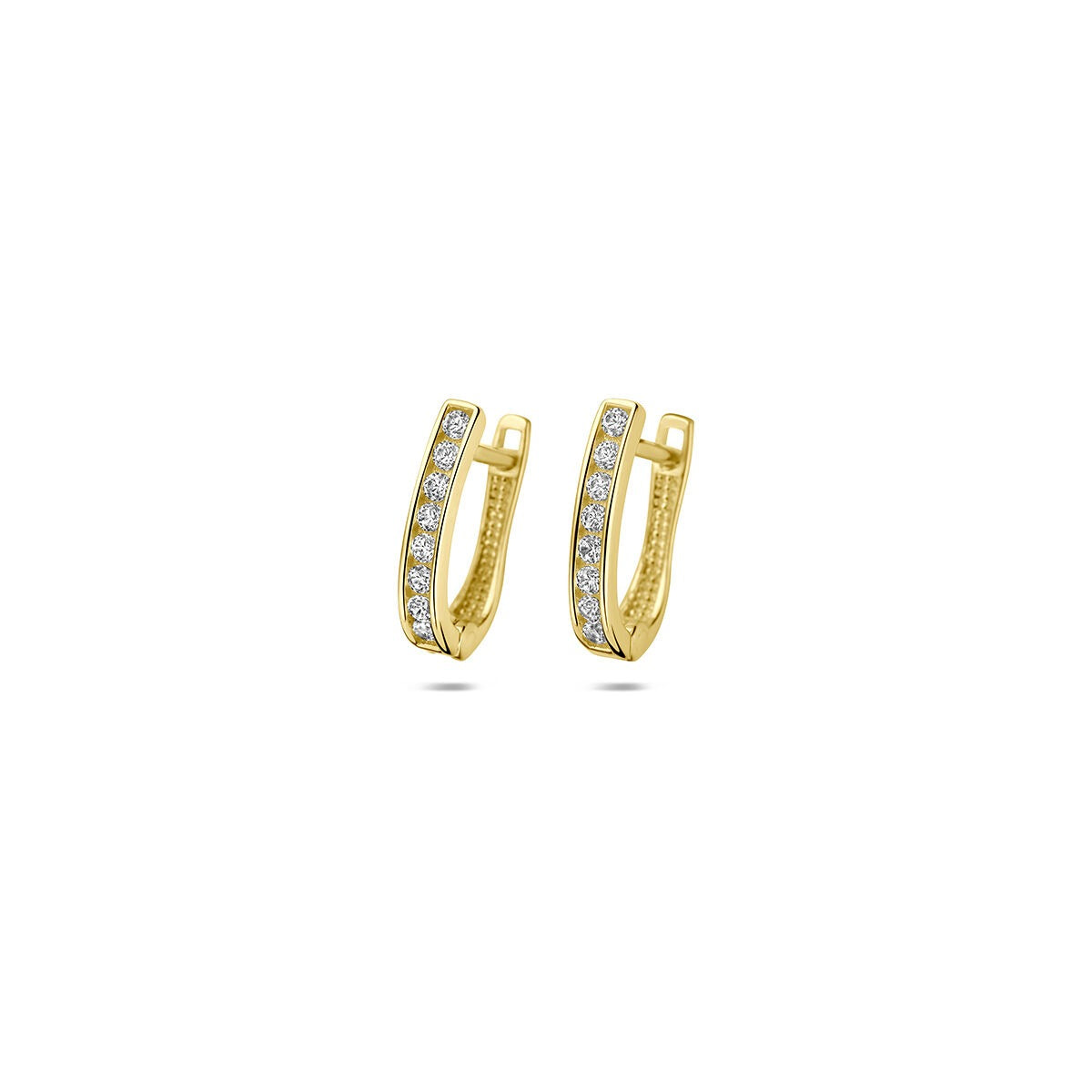 Pendientes de aro de oro amarillo de 9k con circonitas brillantes.