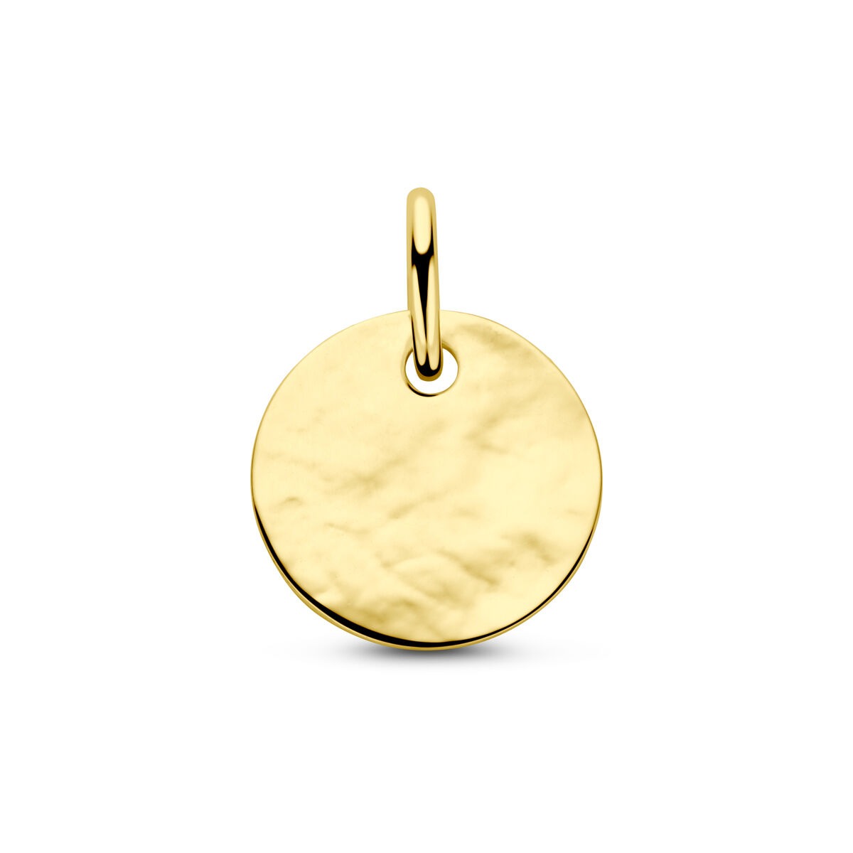 Colgante redondo de 14k en oro amarillo con acabado pulido.