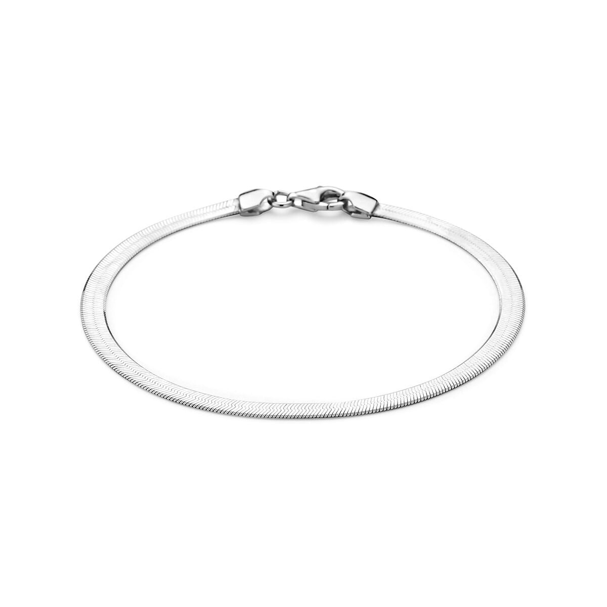 Pulsera de plata 925 rodiada con eslabones planos en forma de serpiente.