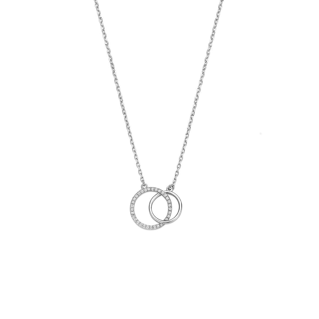 Zilveren collier met zirkonia – gerhodineerd 925 dames ketting 41 - 43 - 45 cm