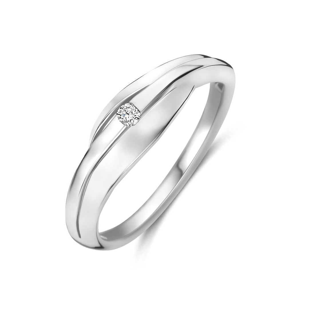 Gerhodineerd 925 zilveren ring met lab grown diamant