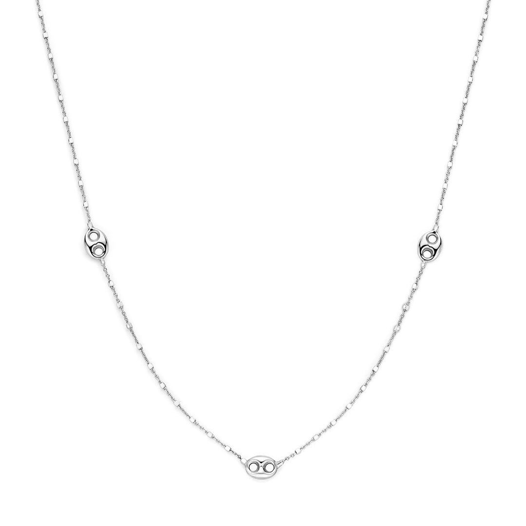 Gerhodineerd 925 zilveren ketting met koffieboonschakels