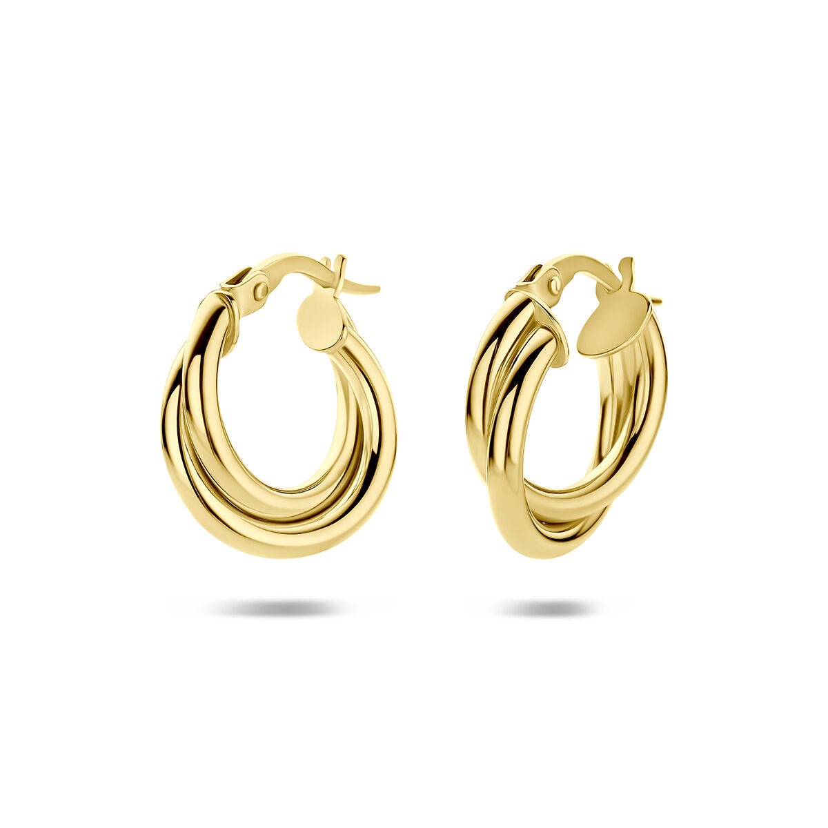 Aros de oro amarillo de 14k 4 mm de mujer con cierre de bisagra