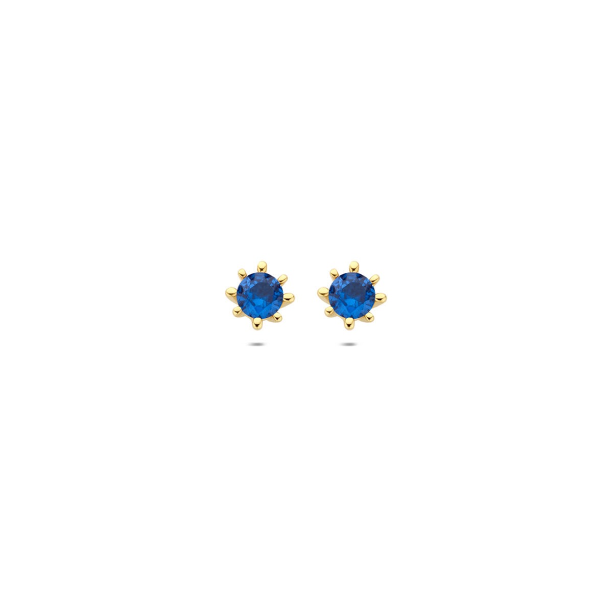 Pendientes de oro amarillo de 9 quilates con circonitas azules.