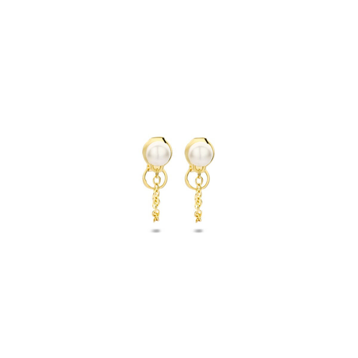 Pendientes de plata 925 dorada con perla y detalle colgante.