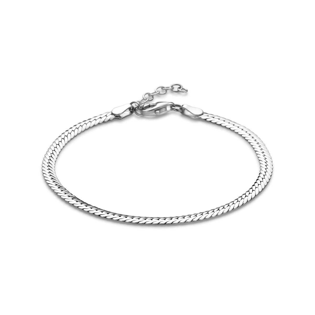 Pulsera gourmet de plata 925, con acabado rodiado, de diseño trenzado y cierre de langosta.