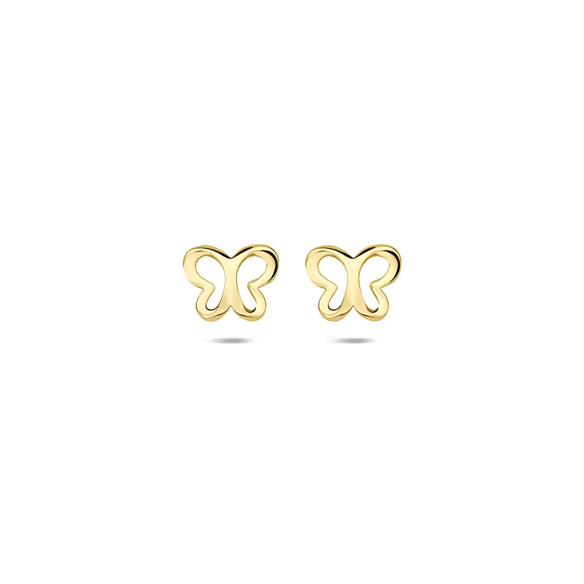 Pendientes de mariposa en oro amarillo de 9 quilates con diseño abierto.