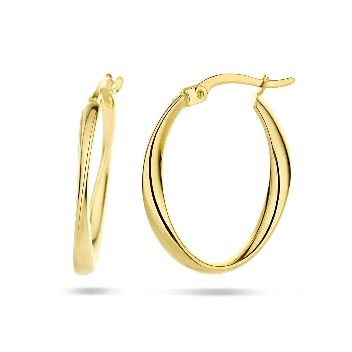 aros ovalados de tubo 24 mm 9K oro amarillo