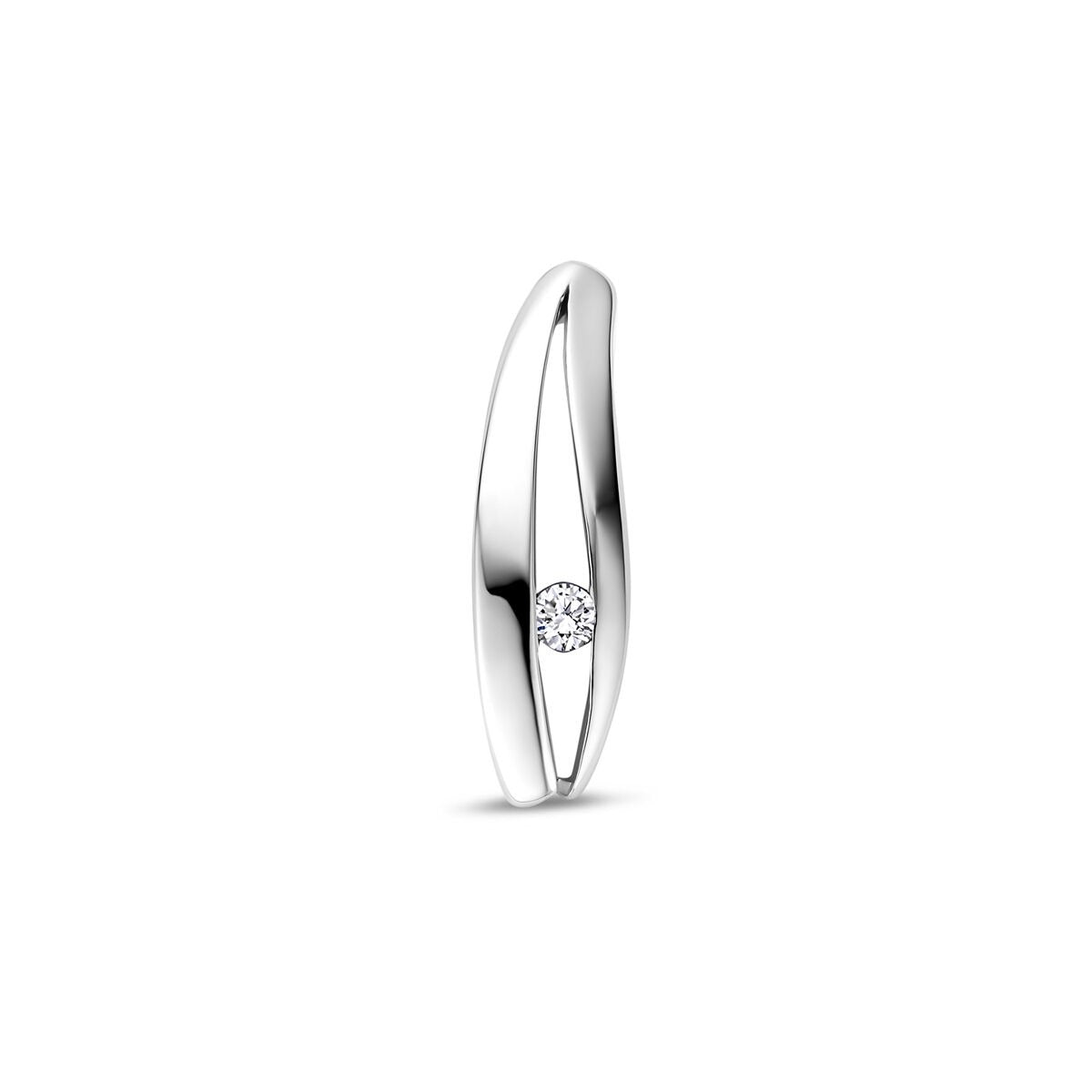 Colgante de plata para dama con diamante cultivado en laboratorio, acabado en rodio, de 18 mm.
