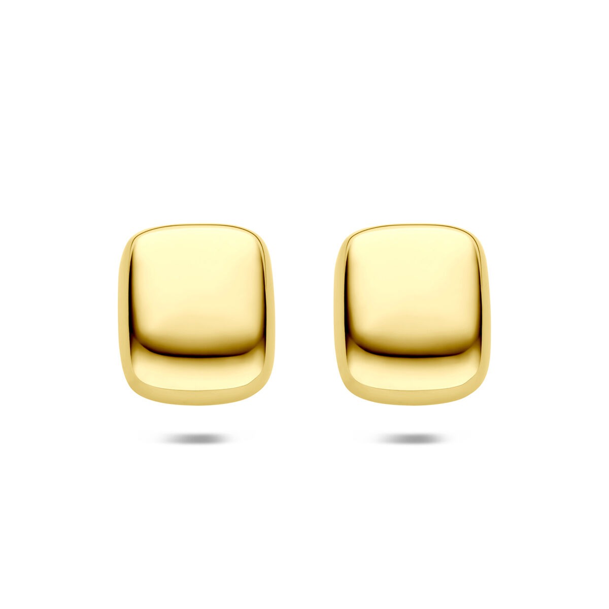 Pendientes rectangulares en color dorado, de acero, de 23x19 mm.