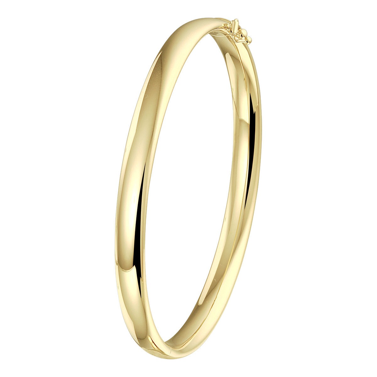 Brazalete bangle de oro amarillo de 9 quilates, con un acabado pulido y forma circular.