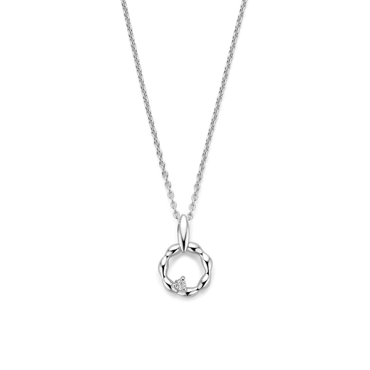 Gerhodineerd zilveren collier met zirkonia
