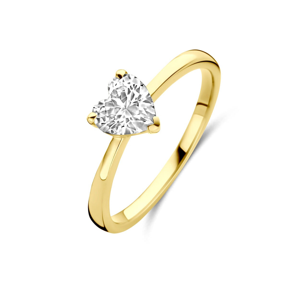 Anillo de oro de 14k con zircón en forma de corazón de 6 mm.