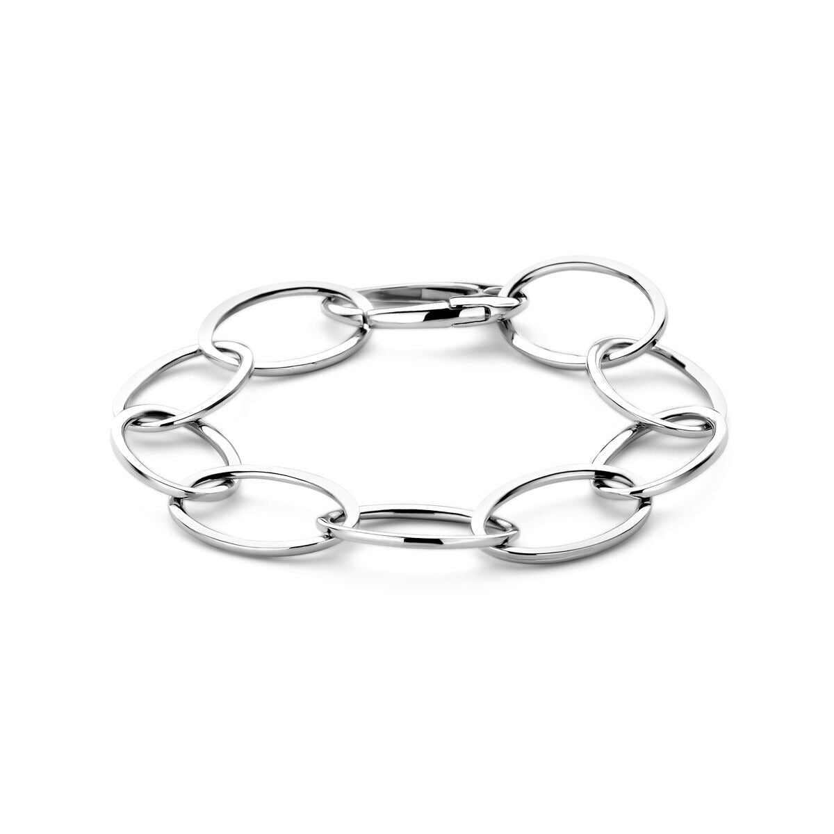 Pulsera de dama de plata rodiada con eslabones en forma de ancla de 16 mm.