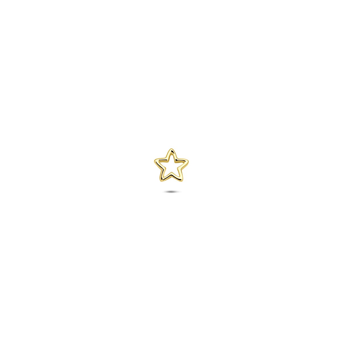 Piercing en forma de estrella en oro amarillo de 14k, diseño sutil y brillante.