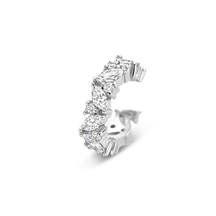 Zilveren ear cuff met zirkonia – gerhodineerd 925 zilver