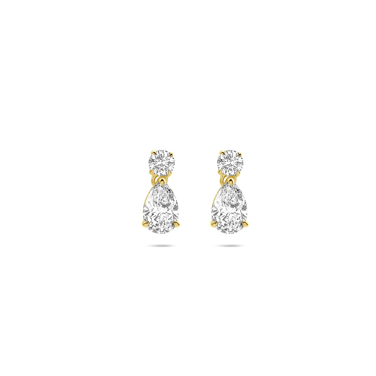 Pendientes de oro amarillo de 14k con diamantes de laboratorio en forma de pera – 1.25 ct.