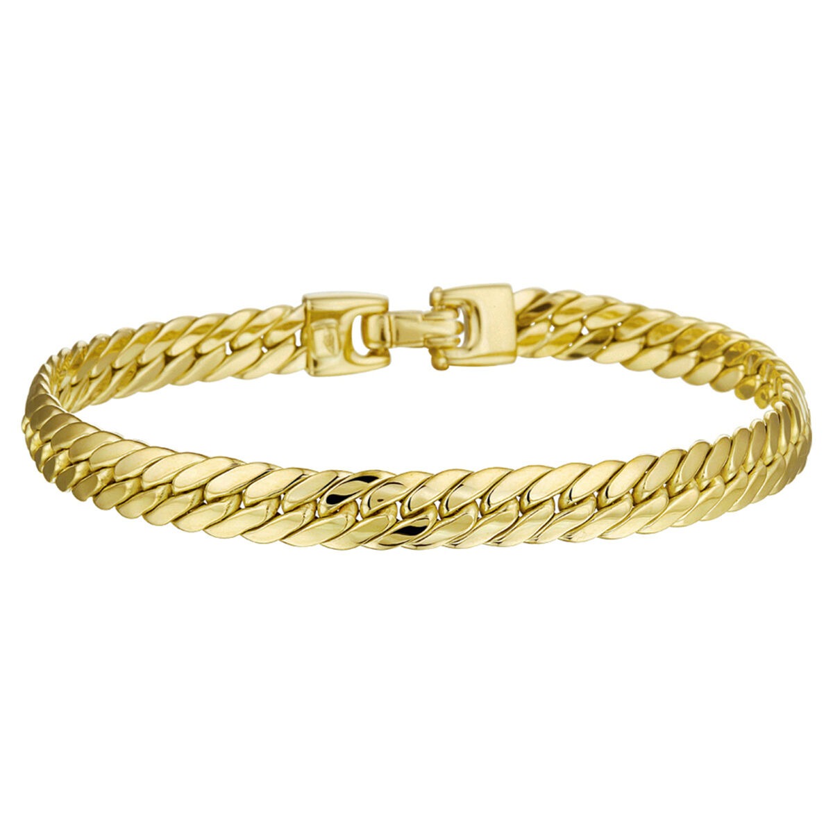 Pulsera gourmet de 14k en oro amarillo de 6.5 mm con un diseño trenzado.