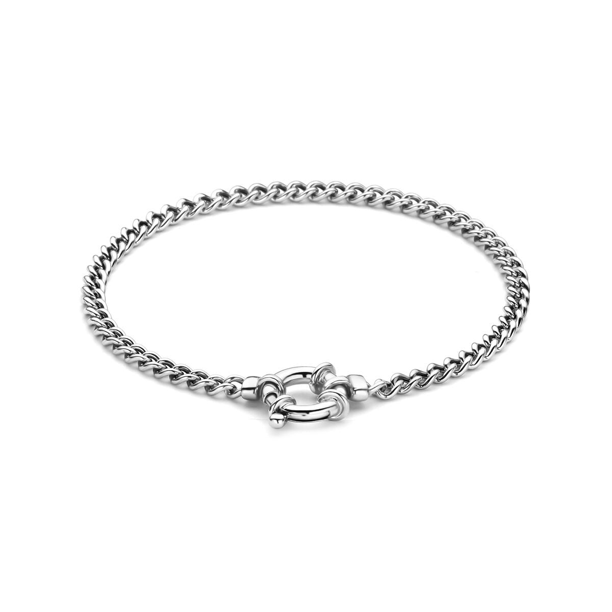 Pulsera de ancla de plata 925 con acabado en rodio y cierre de resorte.