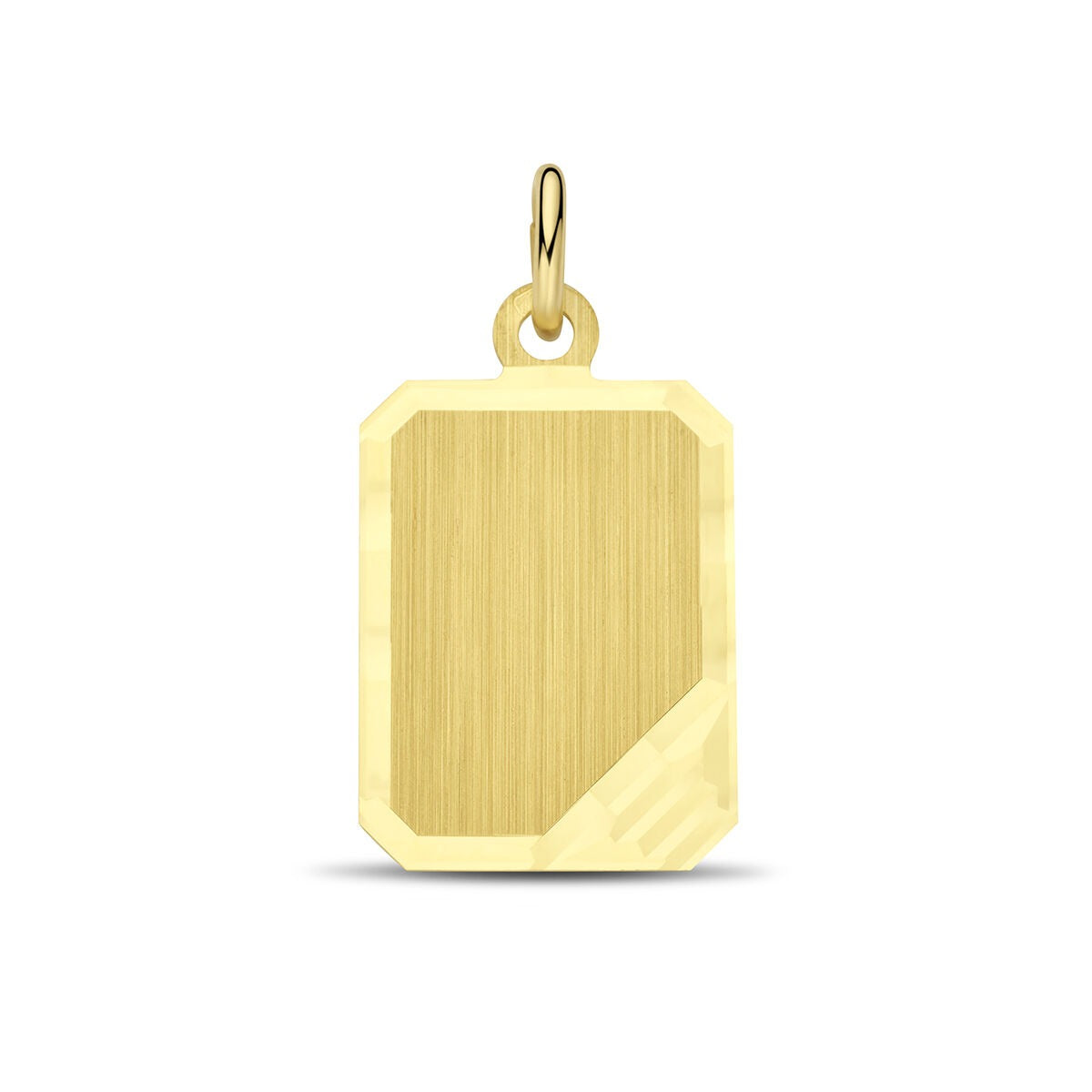 Colgante rectangular de oro amarillo de 9 quilates con acabado cepillado.